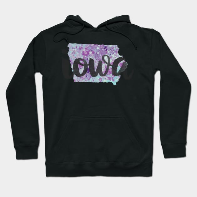 iowa - calligraphy and abstract state outline Hoodie by randomolive